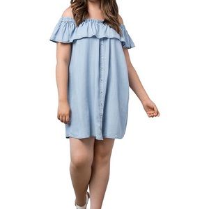 B Collection by Bobeau off the shoulder chambray mini dress. Size S